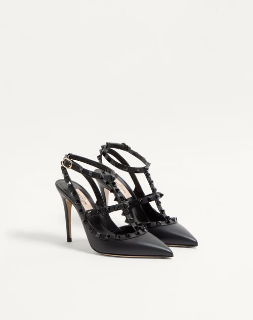 Valentino Garavani - Rockstud Ankle Strap Pump With Tonal Studs 100 Mm - Black - Woman - Pumps And Slingbacks